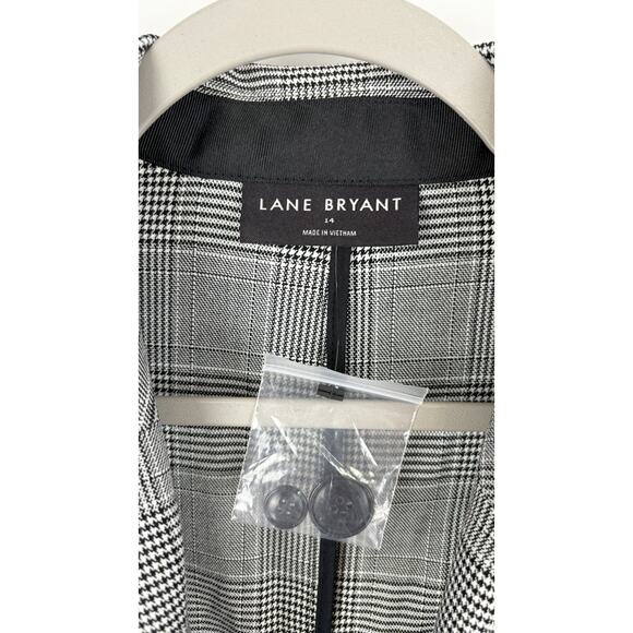 Lane Bryant Plaid Blazer Jacket Womens Plus Size 14 Black White New One Button - Picture 2 of 8